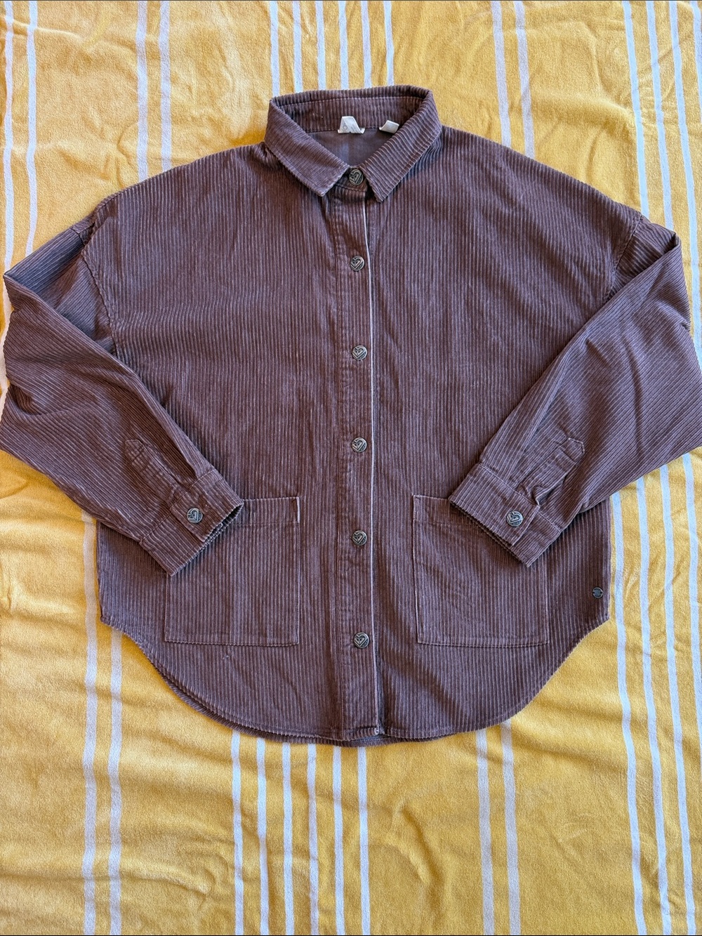 Roxy Corduroy Button-Down Shirt Jacket in Brown